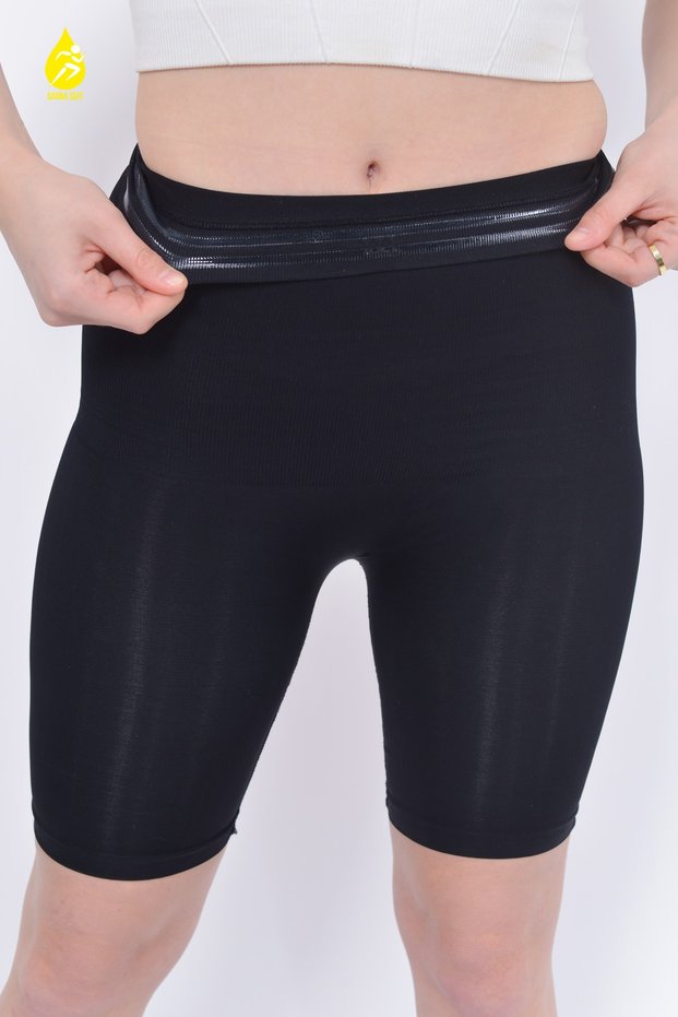 Women's Black Silicone Non-Slip High Waist Firming Buttocks, Belly Gathering Corset Leggings