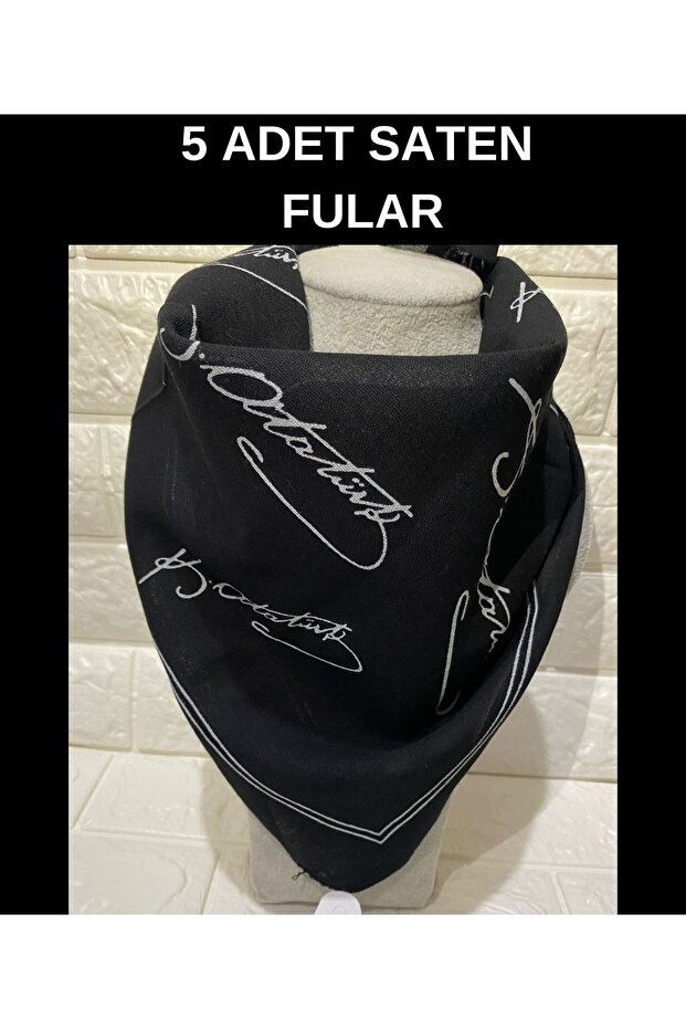 5 Pieces of Black Atatürk Signed Fabric Scarves - Bandana - April 23, October 29, November 10, May 19