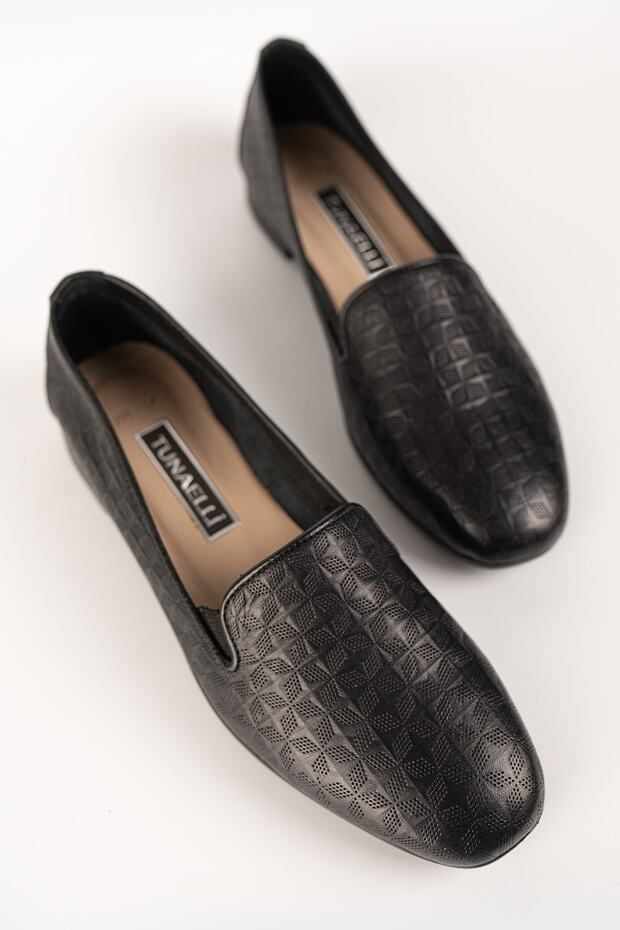 Women's Black Genuine Natural Leather Ballerinas, Size 36-41
