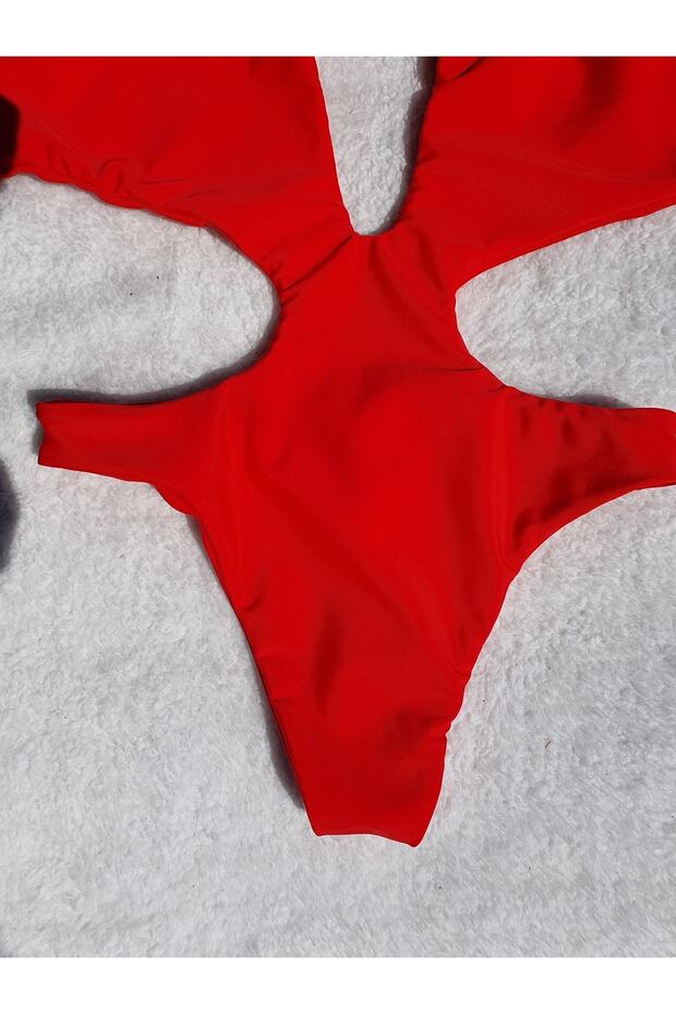Tek Parça Kırmızı Mayokini - 4