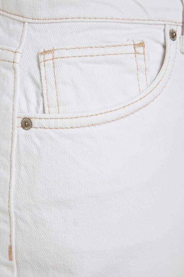 Beyaz Yırtmaçlı Maxi Denim Etek TWOSS23ET00290 - 12