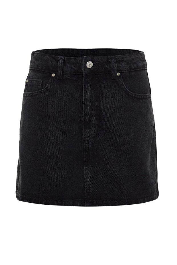 Siyah More Sustainable Mini Denim Şort Etek TWOSS23SR00190 - 7