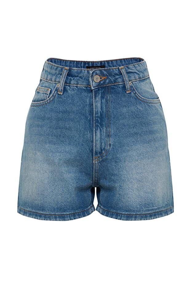 Mavi Yüksek Bel City Boy Denim Şort TWOSS23SR00199 - 6