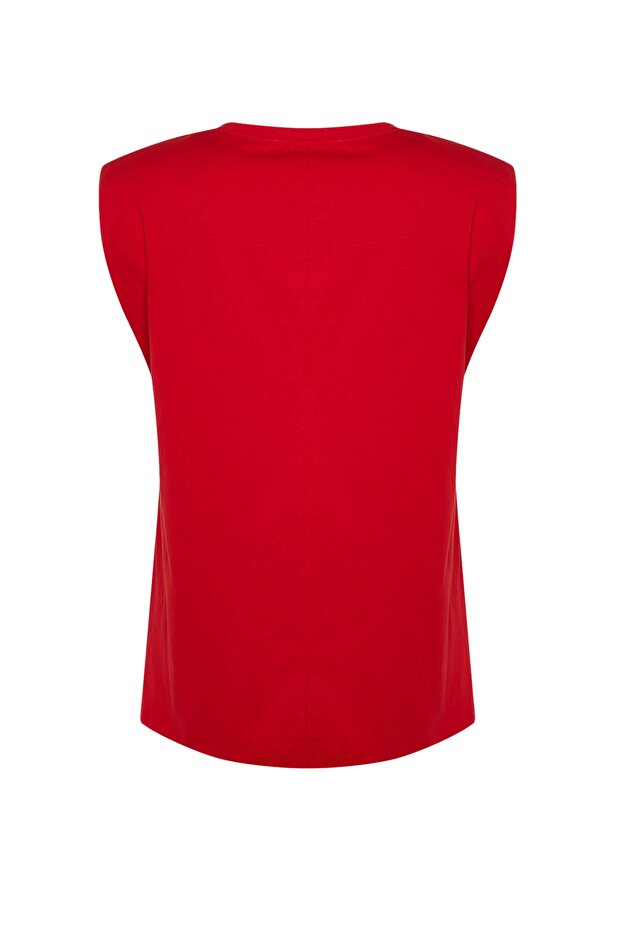 Piros Boyfriend Fit nyomott pamut póló - TBBSS23BF00038 - 9