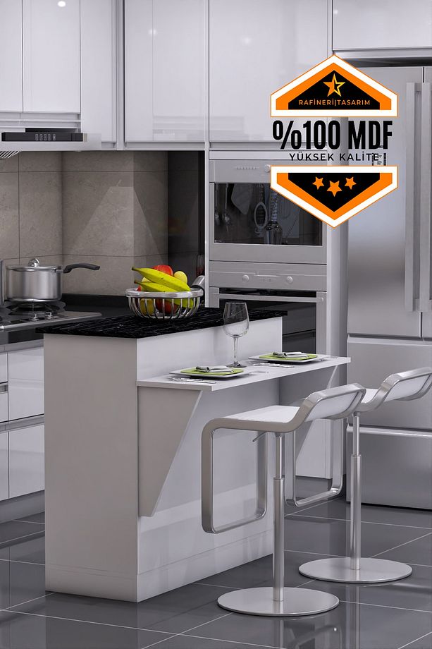 Mutfak Masası Ada Şeklinde Bar Masa Ile Birlikte Azure Mdf - 1