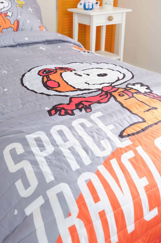Peanuts By Karaca Home Space Traveler Yatak Örtüsü Tek Kişilik Gri - 2