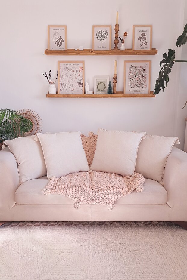 4-Piece Rectangular Handmade Natural Linen Authentic Organic Cotton Tasseled Throw Pillow Cover