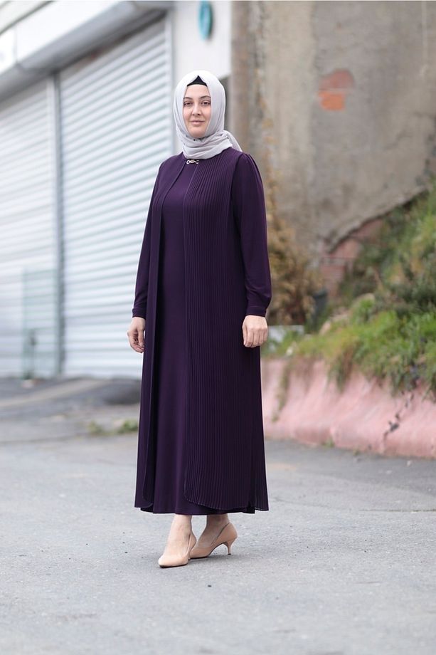 Piliseli Şifon Abiye Elbise - 5