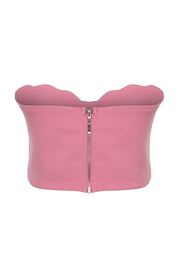 Pembe Kalp Yaka Dokuma Büstiyer TPRSS23BS00125 - 8