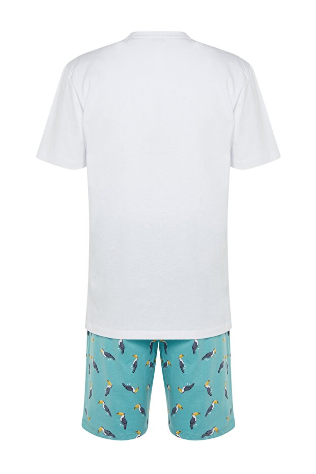 Yeşil Regular Fit Örme Şortlu Pijama Takımı TMNSS23PT00033 - 11