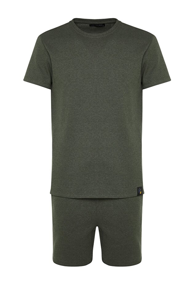Haki Regular Fit Şortlu Pijama Takımı TMNSS23PT00036 - 12