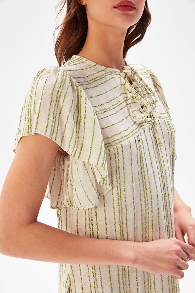 Önü Bağcıklı Mini Elbise - 3