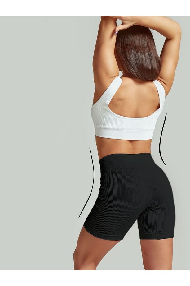 Dublin Model Fitilli Şort Biker Bisiklet Şort Seamless Model Şort Sporcu Şortu Siyah Renk - 6