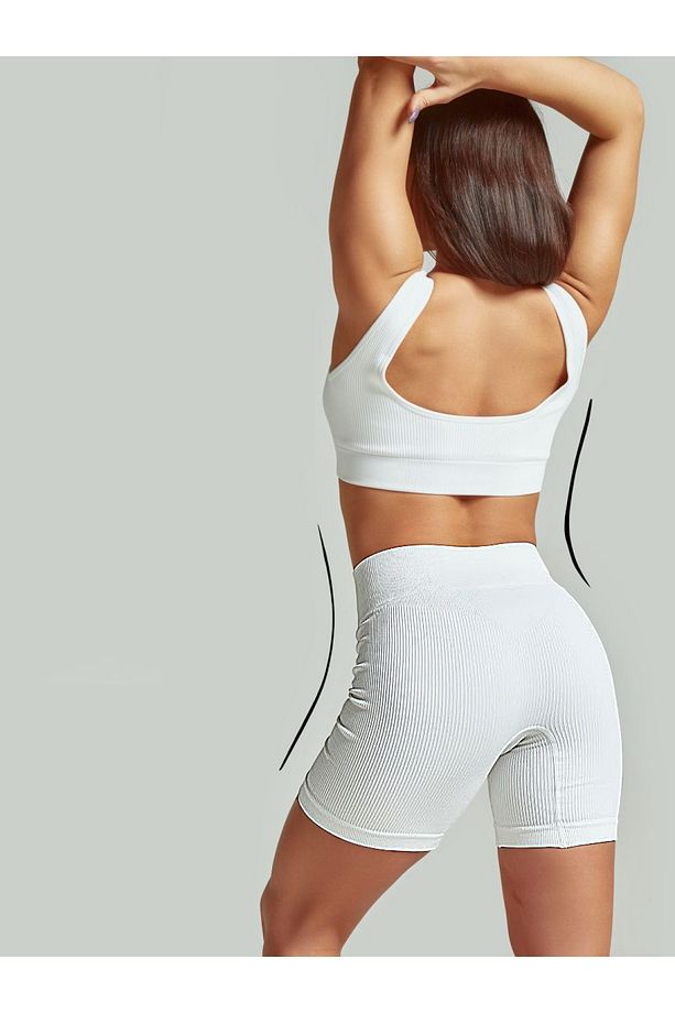 Dublin Model Fitilli Şort Biker Bisiklet Şort Seamless Model Şort Sporcu Şortu Ekru Renk - 5