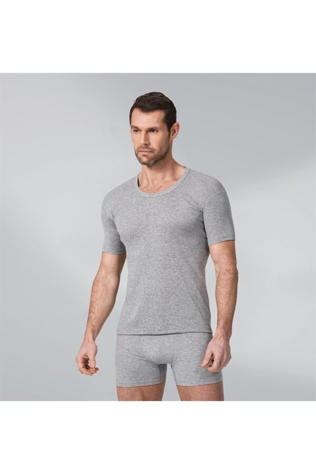 Pack of 6 Men's Gray Undershirt Tank Top Round Neck 113