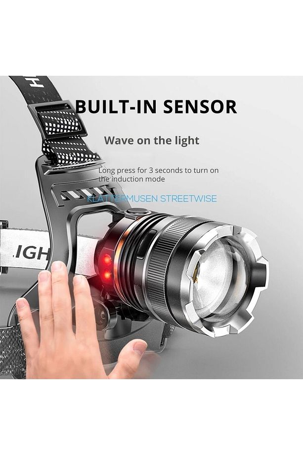 Ps-8002 Sensörlü Zoomlu Profesyonel 3000 Lümen Xhp50 Led Usb'li Şarjlı Kafa Lambası - 4