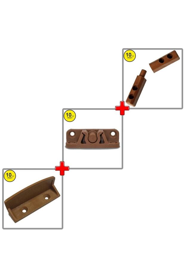 Sineklik Menteşesi-çıt Çıtı-tutamağı A.kahve 10''lu Set (30 Adet) - 2