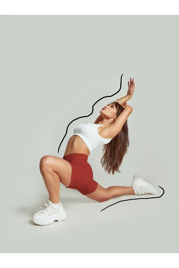 Dublin Model Fitilli Şort Biker Bisiklet Şort Seamless Model Şort Sporcu Şortu Kırmızı Renk - 3