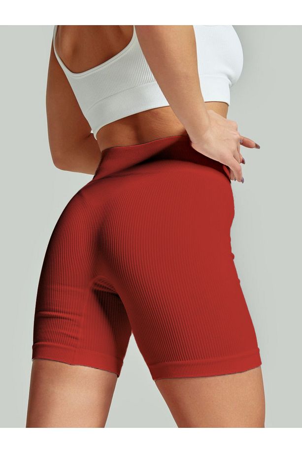 Dublin Model Fitilli Şort Biker Bisiklet Şort Seamless Model Şort Sporcu Şortu Kırmızı Renk - 5