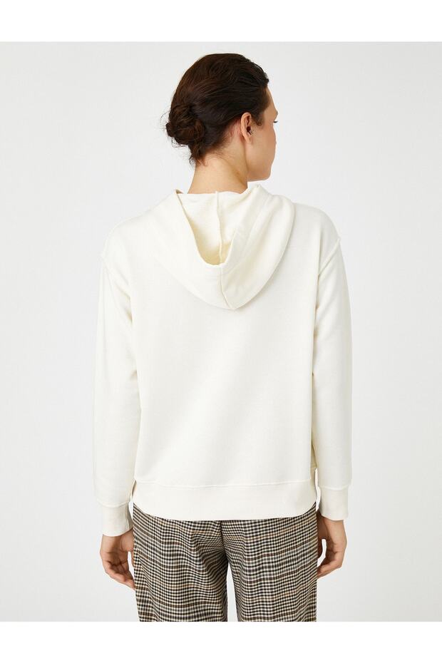 Basic Kapüşonlu Sweatshirt - 4