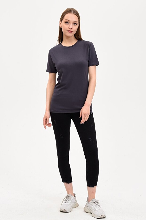 Smoke Colored Crew Neck Basic γυναικείο μπλουζάκι - 3