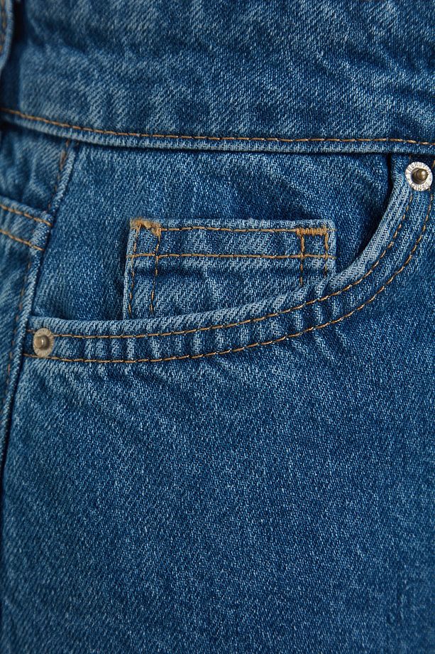 Koyu Mavi More Sustainable Yırtmaçlı Maxi Denim Etek TWOSS23ET00289 - 9