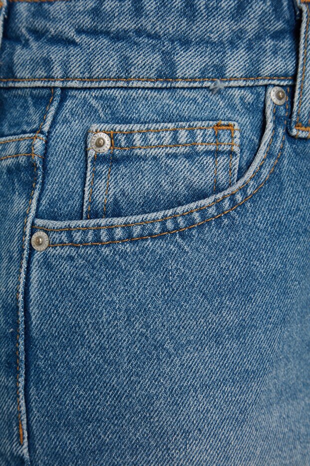 Mavi Yüksek Bel City Boy Denim Şort TWOSS23SR00199 - 8
