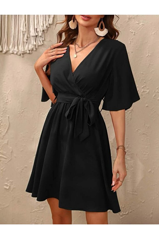 Kuşak Detaylı Aerobin Mini Yazlık Elbise - 1