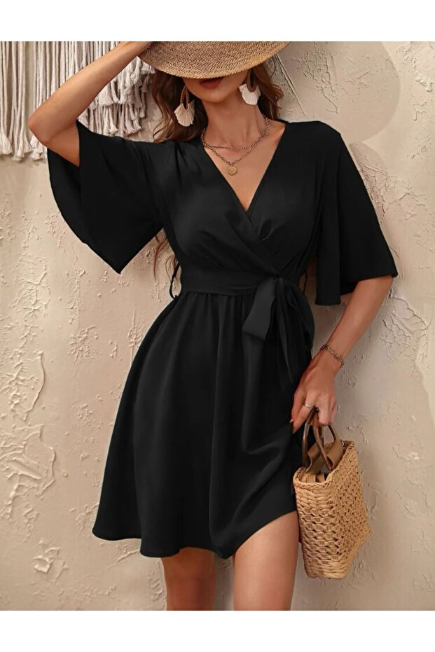 Kuşak Detaylı Aerobin Mini Yazlık Elbise - 4