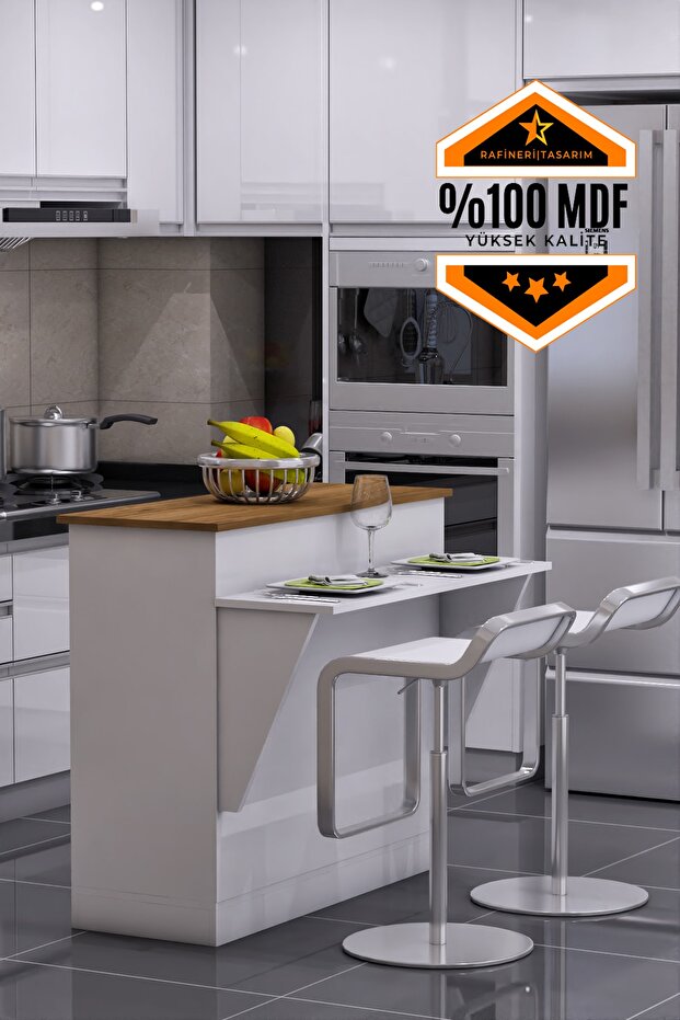 Mutfak Masası Ada Şeklinde Bar Masa Ile Birlikte Azure Mdf - 1