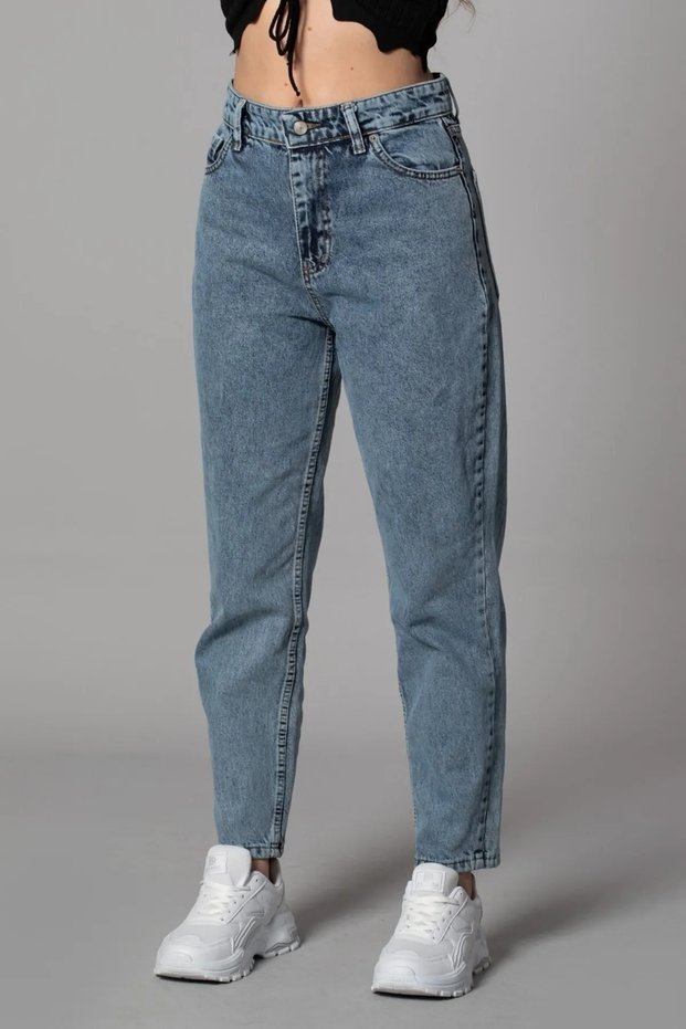 Blue Snow Wash Boyfriend Jeans Women's Colorfast Mom Recovery Jeans