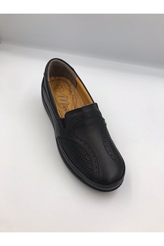 Black Full Orthopedic Genuine Leather Velcro Shoes Approved for Those with Bone and Callus Issues