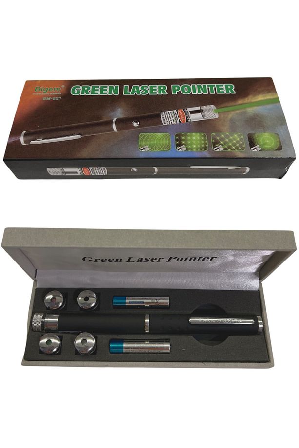 Green Pointer Lazer Güçlü Yeşil Gece Işığı Beş Modlu ( 5 Adet Başlık ) - 3