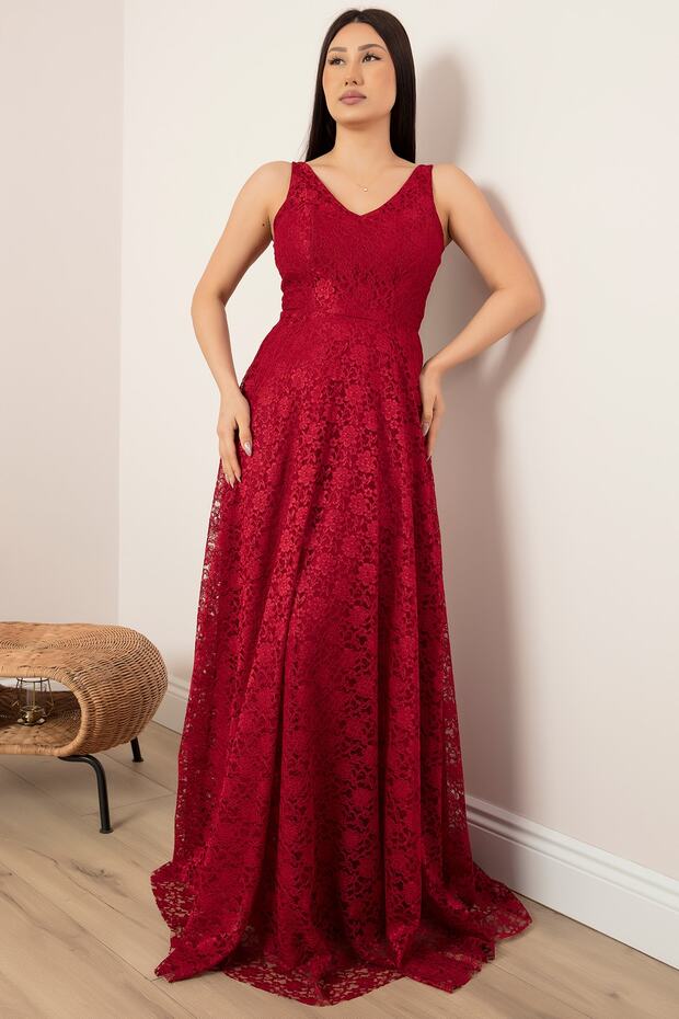 Adela 3885 Dantel Elbise - 5