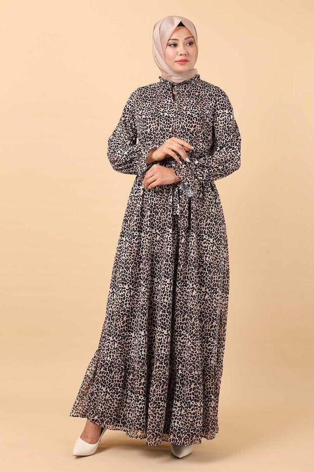 Rochie cu model leopard maro 12230 - 4