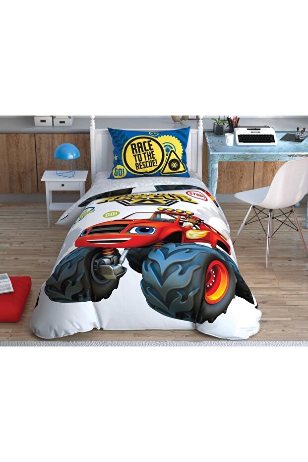 Licensed Blaze Road Rescue Single Duvet Cover Set Emh