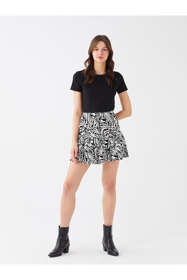 Lcw Casual Beli Lastikli Çiçekli Kadın Şortlu Etek - 2