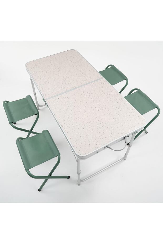 Quechua Katlanır Kamp Masası - 4 Tabureli - 4 / 6 Kişilik - 5