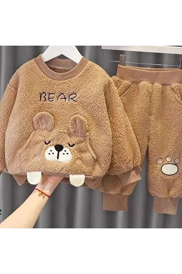 Kışlık Tatlı Peluş Alt Üst 2'li Takım - 2