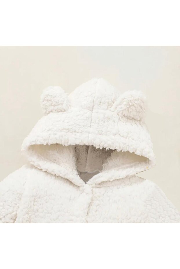 Kışlık Tatlı Kapşonlu Bebek Peluş Welsoft Tulum - 3