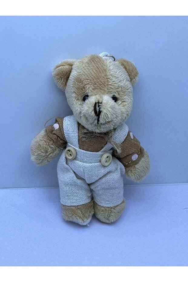 Cute Plush Teddy Bear with Dress Men's Model Starry Keychain - 1