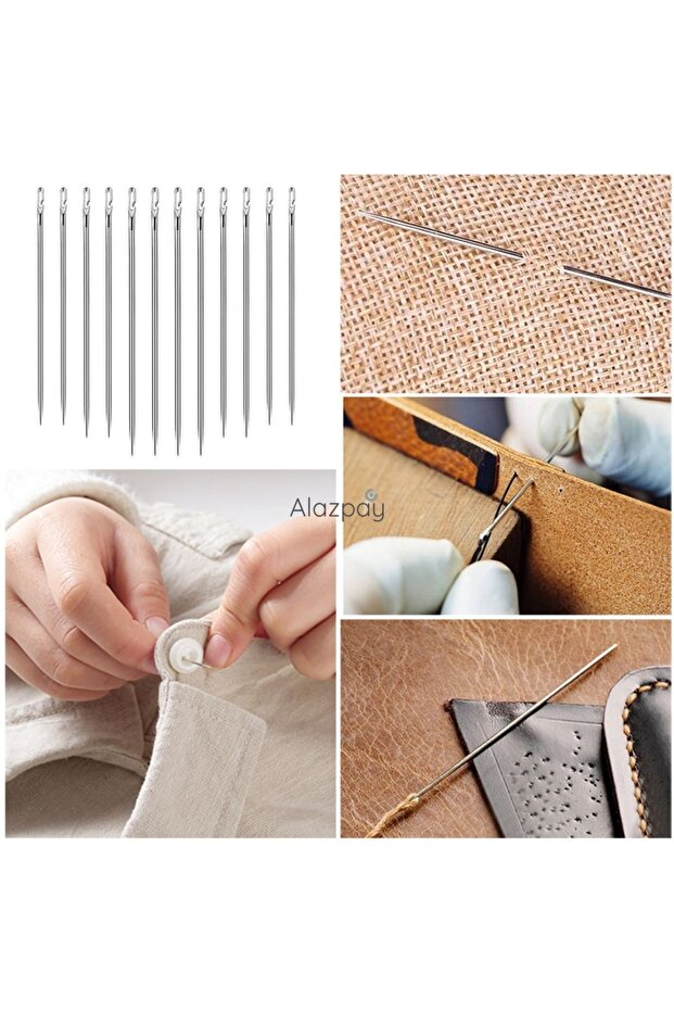 Paslanmaz Çelik Dikiş & Nakış 12 Adet Akıllı Dikiş Iğne Seti Ve Pirinç Ahşap Saklama Kutusu - 5