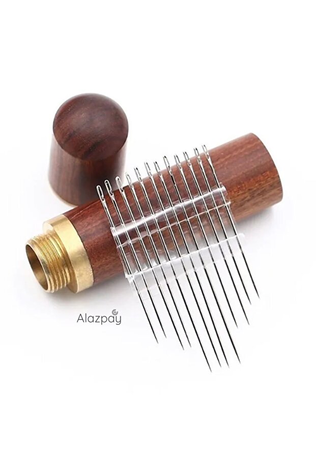 Paslanmaz Çelik Dikiş & Nakış 12 Adet Akıllı Dikiş Iğne Seti Ve Pirinç Ahşap Saklama Kutusu - 6