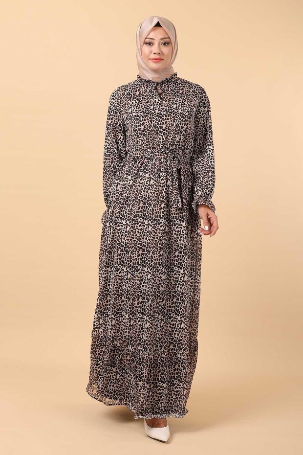 Rochie cu model leopard maro 12230 - 3