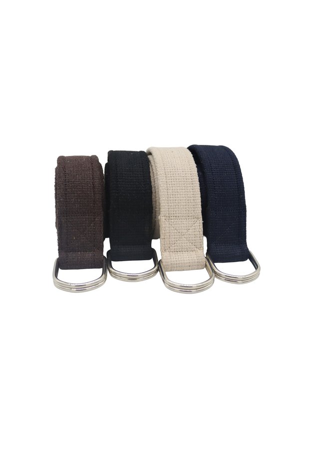 Unisex 4-Piece Brown Black Beige Cream Navy Blue D Buckle Woven Tactical Sport Canvas Cloth Denim Belt