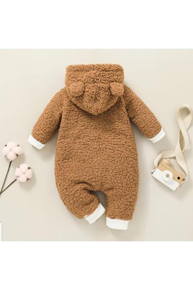 Kışlık Tatlı Kapşonlu Bebek Peluş Welsoft Tulum - 2