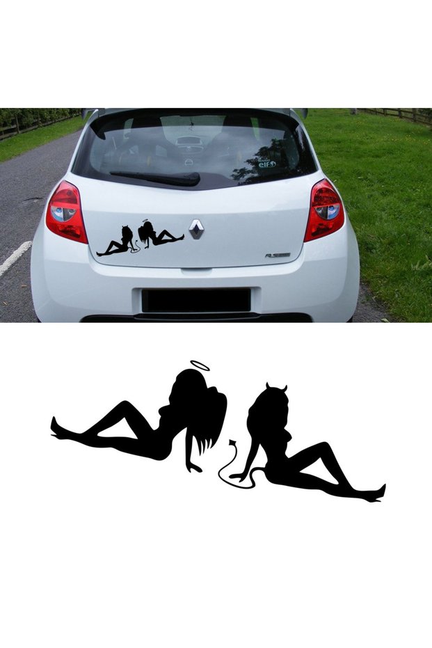 20 X 7 Cm Angel Woman And Devil Woman Car Sticker
