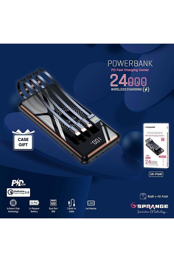Sr-p16w Plus 24000 Mah Qc 3.0 Pd 3.0 20w 3.0a Hızlı Şarj Powerbank Kılıf Hediyeli - 1