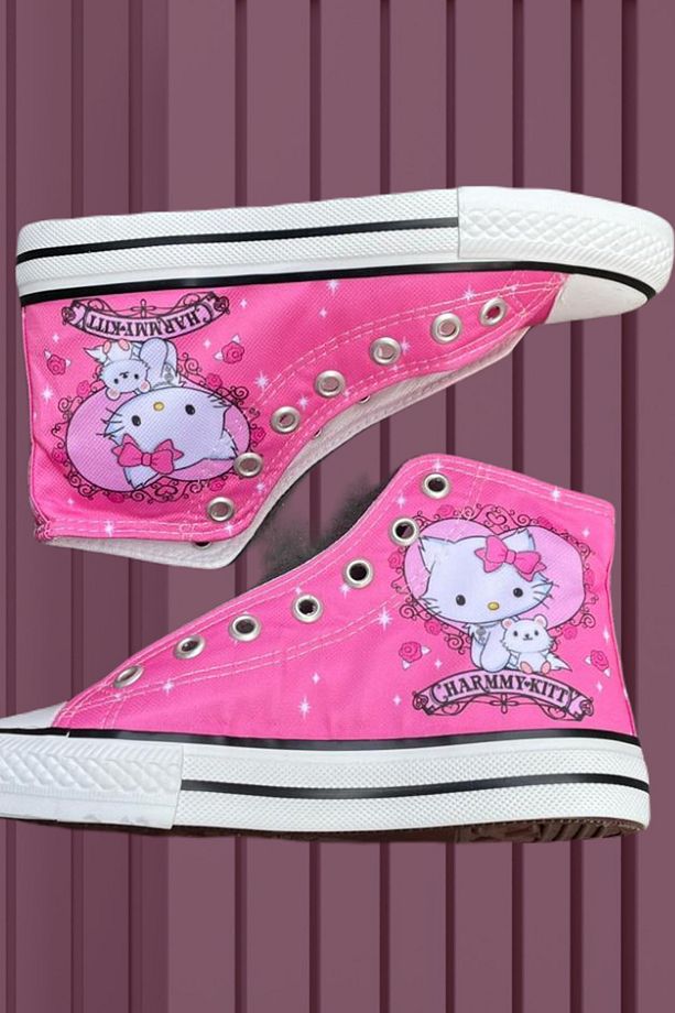 Pembe Hello Kitty-charmmy Kitty Uzun Kanvas Ayakkabı - 2