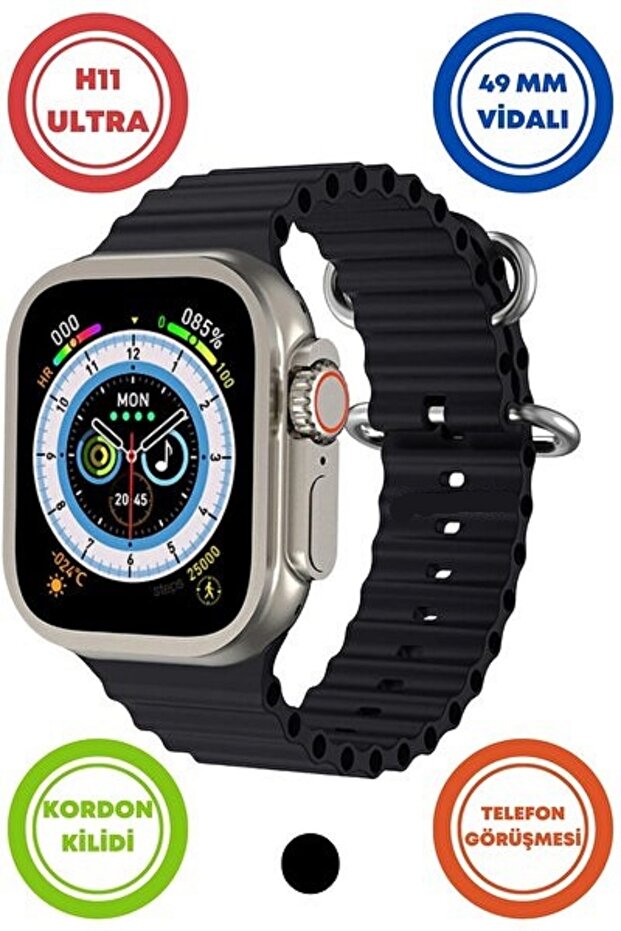 Watch8 Ultra H11 Ultra Akıllı Saat Vidali Çift Kordon Kilitli Hesap Makineli Bluetooth Gps Nfc Siri - 1
